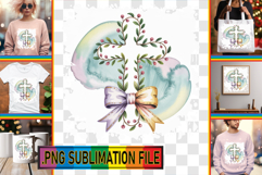 LUMINOUS TOTE BAG Designs PNG, Cross and Bow Product Image 1