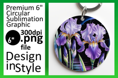 Whimsical Circle PNG Keychain Template , Flowers Product Image 1