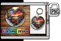 Heartwood Wonder: Landscape Circle Design Keychain PNG Product Image 1