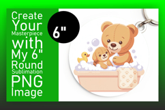 Vibrant Round Design Keychain PNG , Cute Bear Product Image 1
