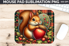 Watercolor Squirrel Mouse Pad Sublimation - Valentines PNG Product Image 1