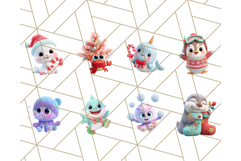 3D Under the Sea Christmas Clipart, Ocean Life Christmas PNG Product Image 9