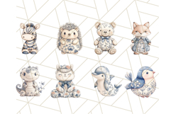 Blue Floral Stuffed Animal Clipart PNG, Cute Stuffed Animals Product Image 5
