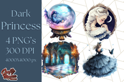 Dark Enchanted Princesses, Gothic Fairy Tale Clipart PNG Product Image 1