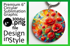 Artful Keychain Circle Design Template , Flowers Product Image 1