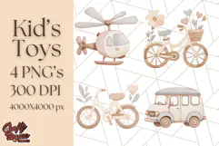 Kid’s Toy Clipart, Nursery Decor Png, Trucks, Rockets, Cars Product Image 1