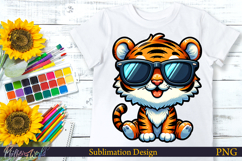 Cute animal in Sunglasses | Summer Vibes | Tiger PNG Product Image 1