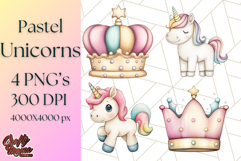 Fairy Tale Unicorn PNG Pastel Magic Clipart, Fantasy Rainbow Product Image 1