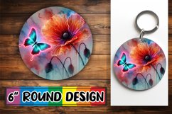 Cozy Round Keychain PNG Magic, Butterfly Product Image 1