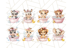 Safari Animal Babies in Bubble Baths, Cute Jungle Animal PNG Product Image 5