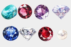 Gemstone Clipart Bundle, PNG Digital Gemstones Product Image 3