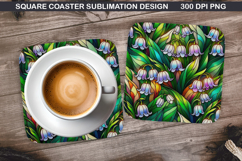 Flowers Coaster Sublimation, Spring Coaster PNG Design Product Image 1