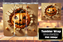 CUSTOM 20oz Tumbler Template for Gifts , 3D Pumpkin Product Image 1