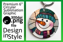 Winter Holiday Snowman Round Design 3D Keychan PNG Product Image 1
