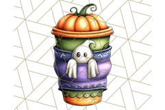 Ghost Café PNG Clipart, Cute Ghost Baristas Halloween Treats Product Image 5