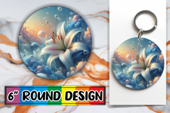 Unique Circle Keychain Magic PNG, 3D Flower Product Image 1