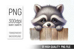 Cute Raccoon Clipart PNG, Printable Animals, Wildlife Design Product Image 1