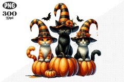 Halloween Cat And Pumpkin Sublimation - Clipart PNG Design Product Image 1