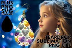 Cozy Teardrop Earrings Art PNG, Heart Product Image 1