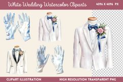 White Wedding Watercolor Clipart PNG Product Image 1