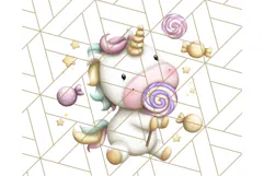 Cute Dessert Unicorn PNG Clipart with Cupcakes & Candies Product Image 5