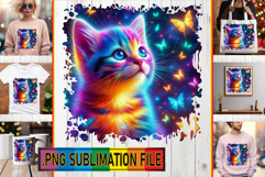 BLISSFUL TSHIRT Sublimation PNG, Cat Product Image 1