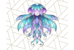 Stained Glass Sea Creatures PNG Clipart, Ocean Fantasy Product Image 5