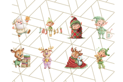 Santa’s Pajama Day Clipart, Cute Christmas Bedtime PNG Product Image 9