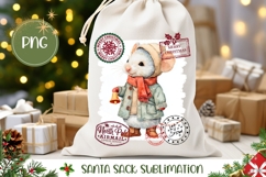 Cute Christmas Mouse Santa Sack Template, Kids Gift Bag Product Image 1