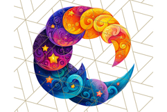 Whimsical Celestial Moon and Stars Clipart Constellation Png Product Image 5