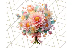 Pastel Flower Bouquet PNG Clipart, Elegant Floral Art Product Image 5
