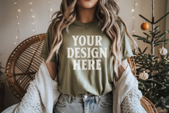 Bella Canvas 3001 Red Christmas Shirt Mockup, Trandy mockup Product Image 1