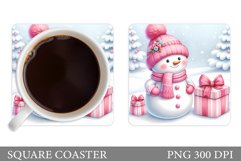 Cute Snowman Coaster Design. Christmas Coaster Sublimation Product Image 1