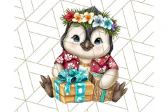 Christmas Penguins The Beach Clipart PNG, Tropical Holiday Product Image 5