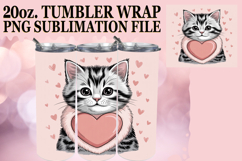 Inspiring sunsets 20oz tumbler wrap, Valentines Cat Product Image 1