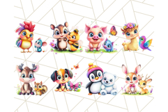 Cute Animal Friends Clipart PNG, Bright Spring Animal Duo Product Image 5