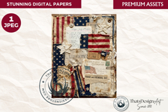 Vintage Patriotic 4th of July Junk Journal digital paper Product Image 1