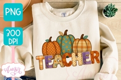 Fall Teacher Sublimation design PNG| Fall pumpkins PNG Product Image 3