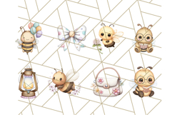 Adorable Bee Clipart PNG, Cute Bees and Accessories PNG Product Image 5