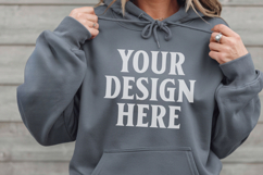 Charcoal Gildan 18500 Hoodie Mockup, G18000 Hoodie Model moc Product Image 1