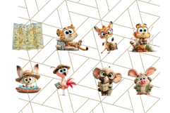 Cute Safari Animal Clipart with Jungle Accessories Png Product Image 5