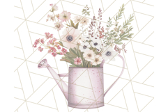 Watering Can Flowers PNG, Rustic Floral Watercolor Clipart Product Image 5