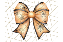 Muted Halloween Bow Clipart, Fall Ribbon PNG Autumn Hair Bow Product Image 5