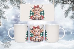 Christmas Mug Wrap Design-Christmas Highland Cow Sublimation Product Image 1