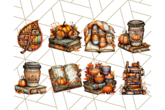 Autumn Library Clipart PNG, Cozy Fall Book Art Product Image 5