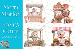 Cute Christmas Market Stall Clipart for Crafts PNG Product Image 1