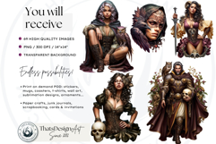 Dark Fantasy Characters Clipart | Gothic Warriors &amp; Witches Product Image 2