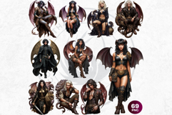 Dark Fantasy Characters Clipart | Gothic Warriors &amp; Witches Product Image 7