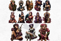 Dark Fantasy Characters Clipart | Gothic Warriors &amp; Witches Product Image 8