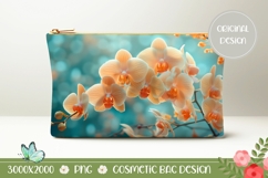 Orchid Flowers Cosmetic Bag, Floral Cosmetic Bag Design Product Image 1
